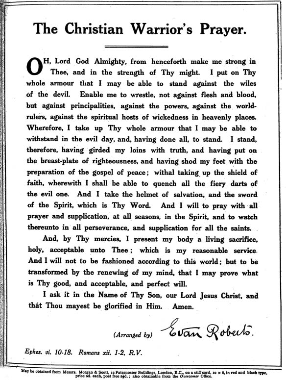 Prayer of Evan Roberts in 1911